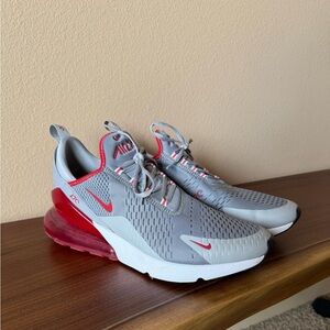 Nike Grey and Red Air Max 270 Sneakers